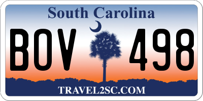 SC license plate BOV498