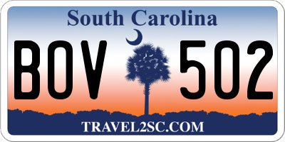 SC license plate BOV502