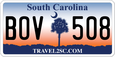 SC license plate BOV508