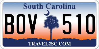 SC license plate BOV510