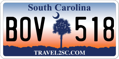 SC license plate BOV518