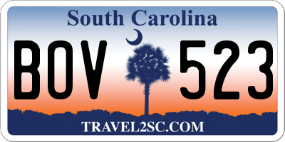 SC license plate BOV523
