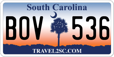 SC license plate BOV536