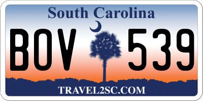 SC license plate BOV539