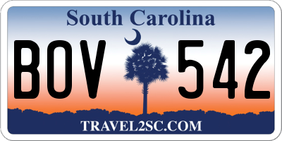 SC license plate BOV542