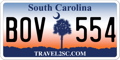 SC license plate BOV554