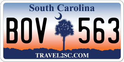SC license plate BOV563