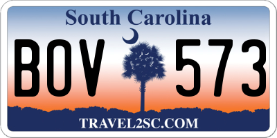 SC license plate BOV573