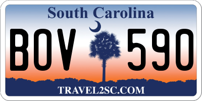 SC license plate BOV590