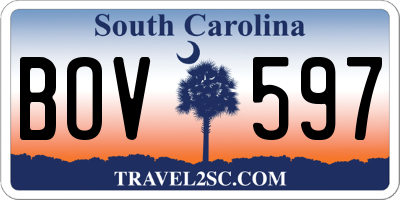 SC license plate BOV597