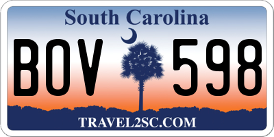 SC license plate BOV598