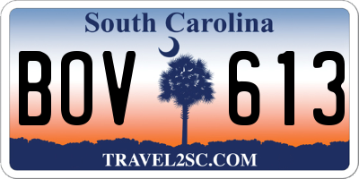 SC license plate BOV613