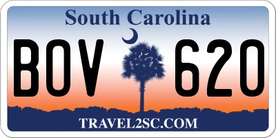 SC license plate BOV620