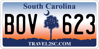 SC license plate BOV623