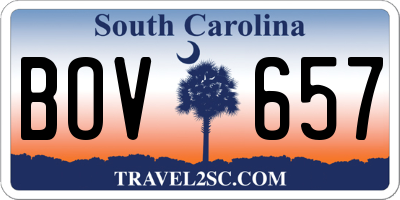 SC license plate BOV657