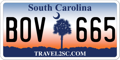 SC license plate BOV665