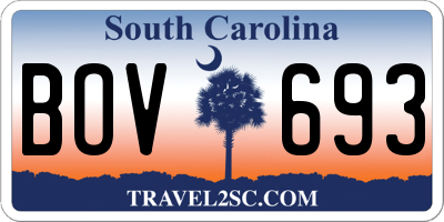 SC license plate BOV693