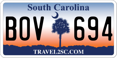 SC license plate BOV694