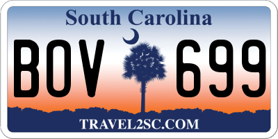 SC license plate BOV699