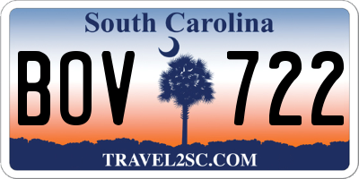 SC license plate BOV722