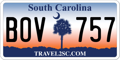 SC license plate BOV757