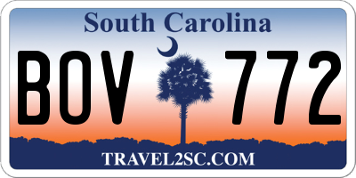 SC license plate BOV772