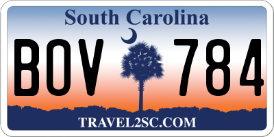 SC license plate BOV784