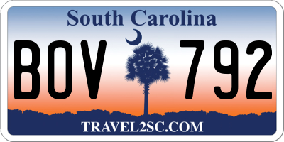 SC license plate BOV792