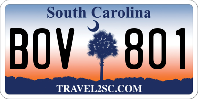 SC license plate BOV801