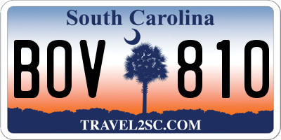 SC license plate BOV810
