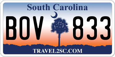 SC license plate BOV833
