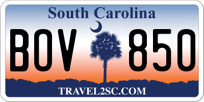 SC license plate BOV850