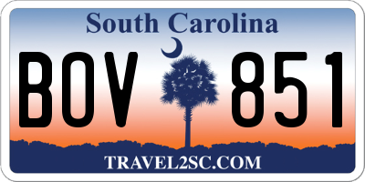 SC license plate BOV851