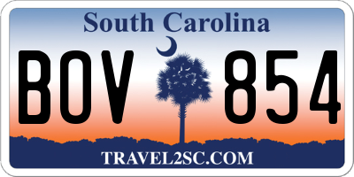 SC license plate BOV854