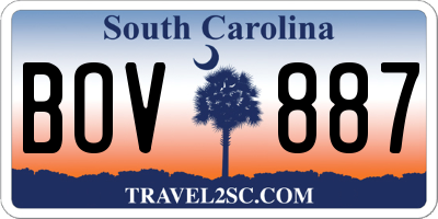 SC license plate BOV887