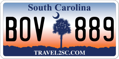 SC license plate BOV889