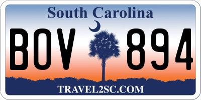 SC license plate BOV894