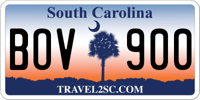 SC license plate BOV900