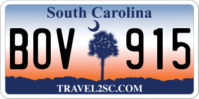 SC license plate BOV915