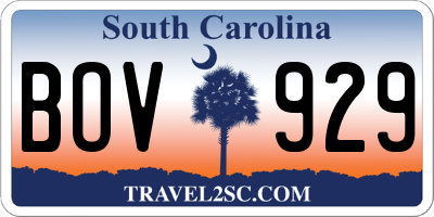 SC license plate BOV929