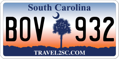 SC license plate BOV932
