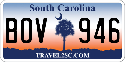 SC license plate BOV946