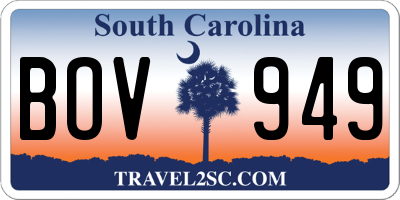SC license plate BOV949