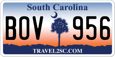 SC license plate BOV956