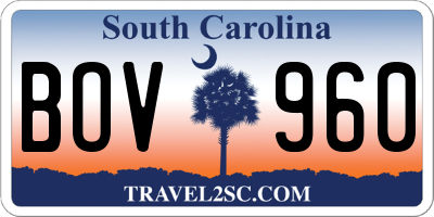 SC license plate BOV960