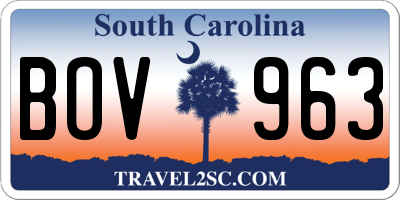 SC license plate BOV963