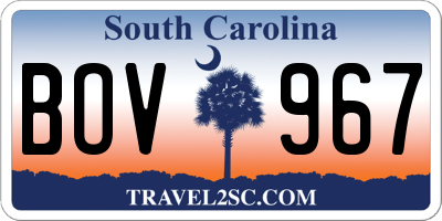 SC license plate BOV967