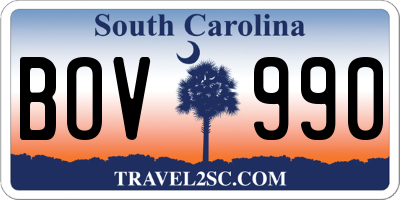 SC license plate BOV990