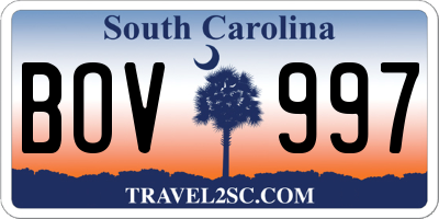 SC license plate BOV997