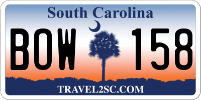 SC license plate BOW158
